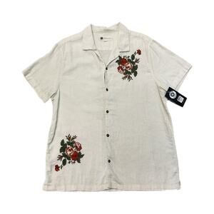 Aeropostale Embroidered Flowers Button-Up Shirt